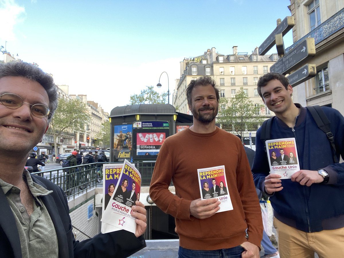 À Strasbourg Saint-Denis, ce matin, la campagne pour la liste de la Gauche unie se poursuit à #Paris10 ! Le 9 juin, reprenons la main avec @L_Deffontaines ! #AvecLeon