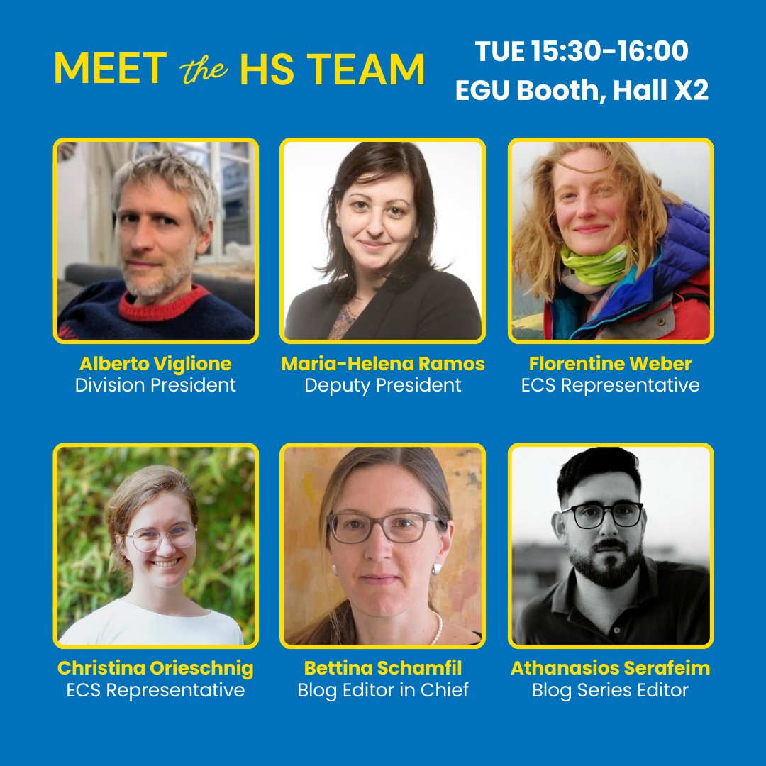 Want to meet your Division team? 👋Stop by at the EGU Booth in Hall X2 on Tuesday at 15:30-16:00 and say hi to our division presidents, ECS reps, and blog editors, including @kmfweb , @COrieschnig , and @athanseraf !