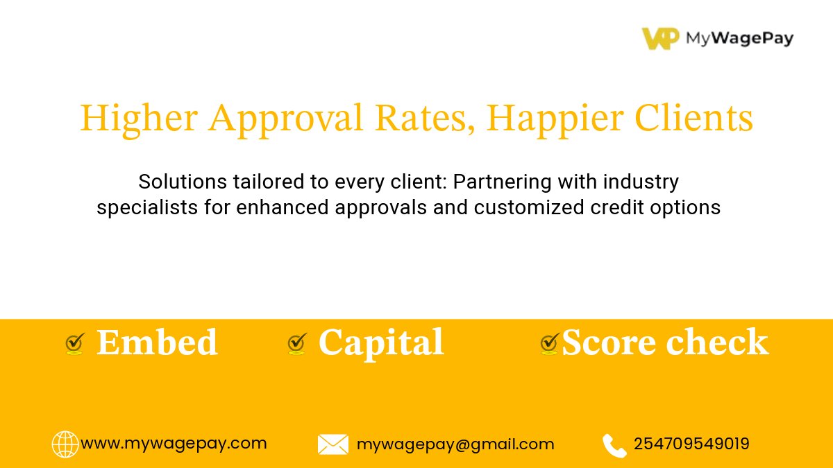 mywagepay's tweet image. Securing Approval, Securing Smiles: Explore our tailored solutions today for happier outcomes. Let's make financial success a reality together! mywagepay.com.
#approvalrates #creditoptions #fintechsolutions #happyclients #Mywagepay
lnkd.in/dyvxKh_p