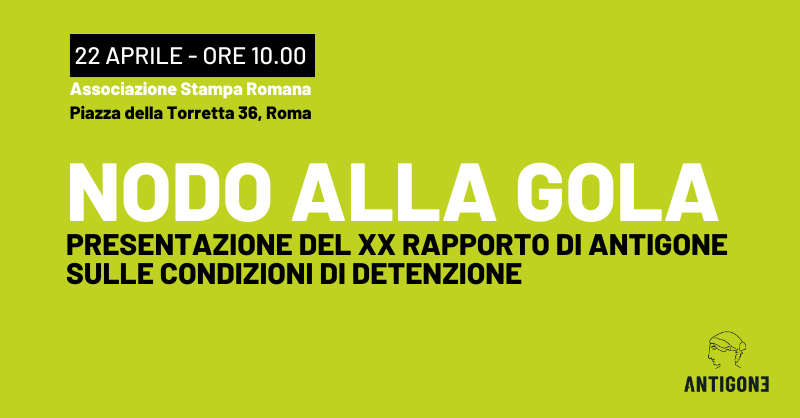 AntigoneOnlus's tweet photo. Il tema dei suicidi in carcere è al centro del nostro nuovo rapporto che, come sempre, racconterà il carcere così come emerso nelle nostre visite di monitoraggio. 
La presentazione si potrà anche seguire in diretta streaming, sulla nostra pagina fb e il nostro canale Youtube. https://t.co/jTAvN9ltUf