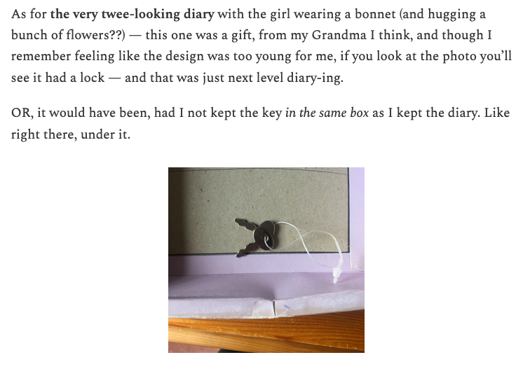 TeresaStenson's tweet photo. Just out: the latest Teenage Diaries newsletter. It's 1993,  I've got a diary with a lock on it, and I'm sharing my thoughts ON KISSING. 
To keep reading: https://t.co/js4qWDcZF0 https://t.co/1jtwu10IFs