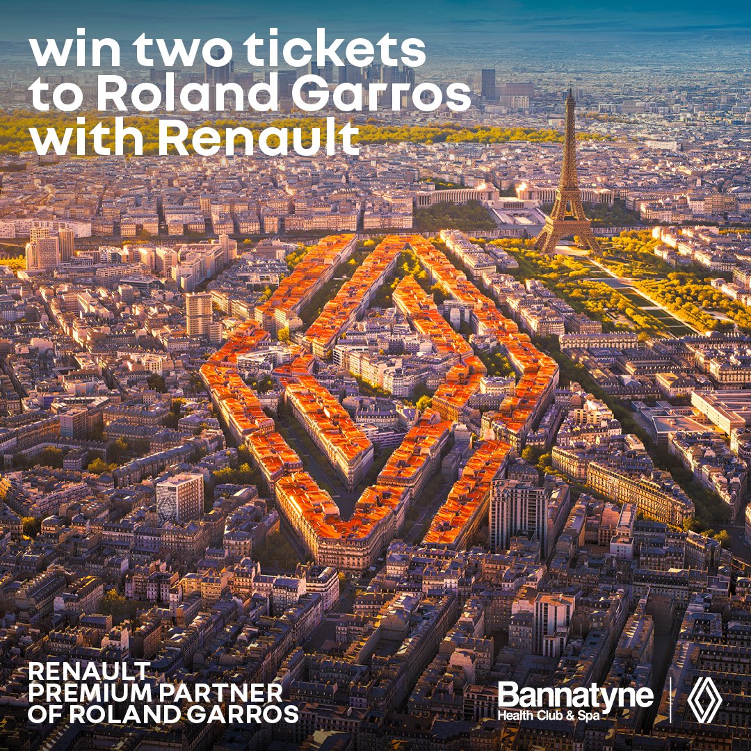 Win two tickets to The French Open, courtesy of @renault_uk 🎾 Simply fill in your details here for a chance to win - healthclub.bannatyne.co.uk/offers/renault Terms and conditions apply.