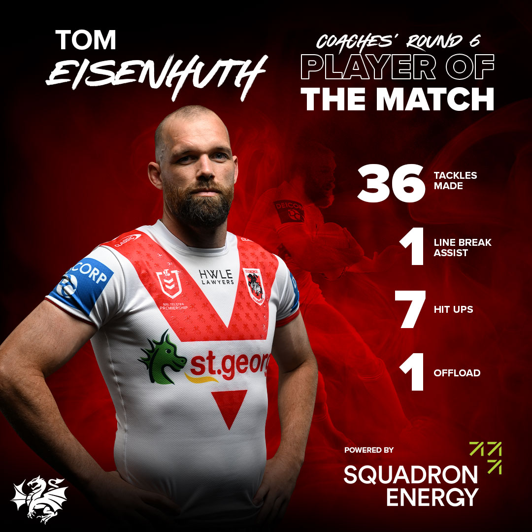 Mr Reliable filled in at centre and held it down! Eisenhuth is the Round 6 Coaches' Player of the Match 🔥 #RedV #BreatheFire