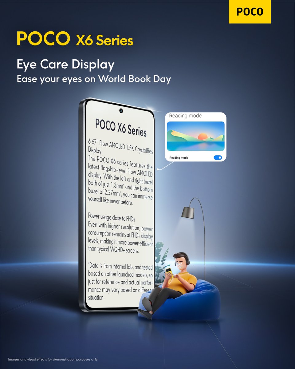 Embrace World Book Day with POCO X6 Series: Experience comfortable reading with eye-care display technology.