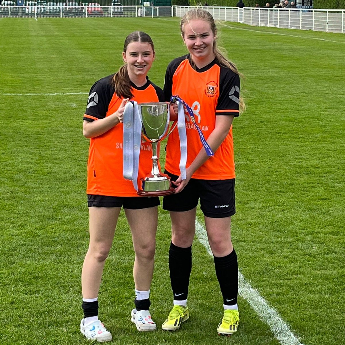 Congratulations to @KHSWarwick Alannah and Lottie who were part of the Stratford Town U16 Football squad lifting the Birmingham County Cup on Saturday with superb 4-1 victory. Well done both! ⚽️⚽️⚽️⚽️