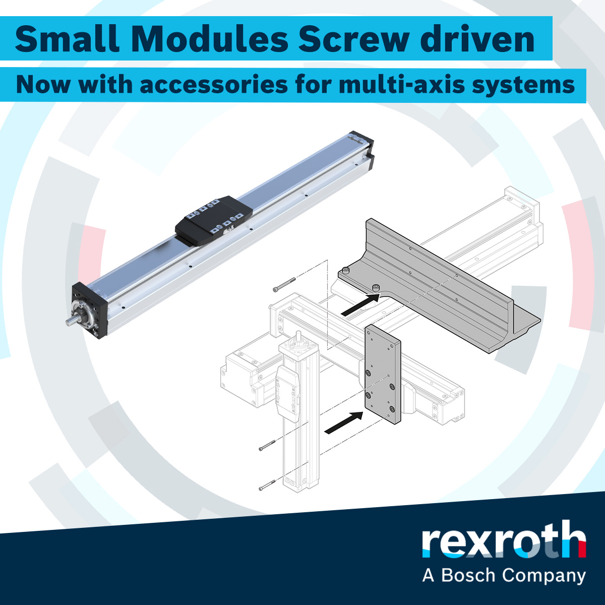 #Bosch Rexroth complements its #Lineartechnik portfolio of #Small Modules SMS with connecting elements for the economical handling of small masses and simple tasks. Simply select now and build cost-effective 2 or 3-axis cantilevers for weights up to 63 kg. boschrexroth.com/small-modules