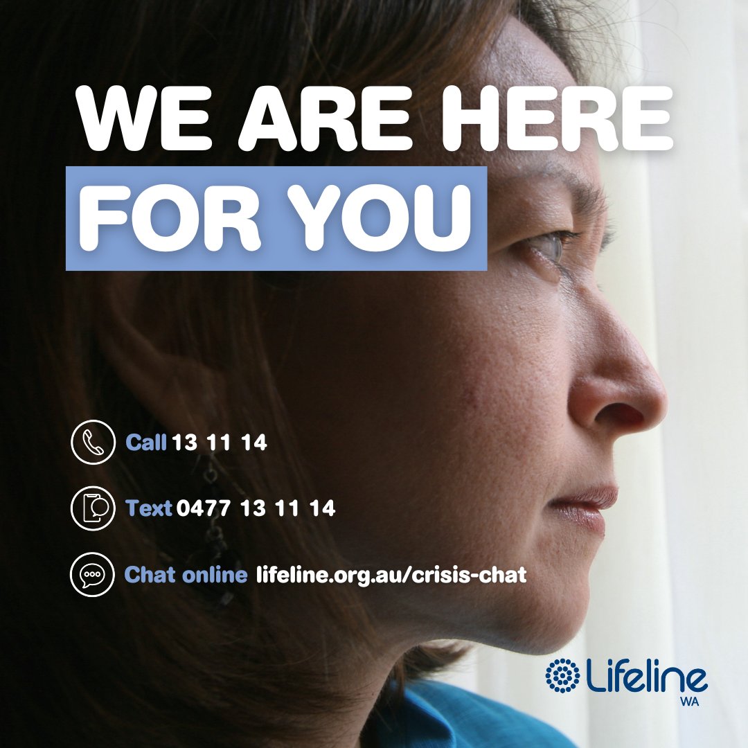 Just a gentle reminder that if recent events have caused you distress in any way, it is important to speak to someone. Lifeline WA’s Crisis Supporters are available 7 days a week, 24 hours a day. Call 13 11 14, Text 0477 13 11 14, and Online Chat lifeline.org.au/crisis-chat