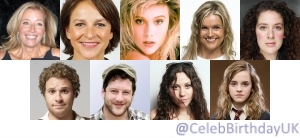 April 15

Today's birthdays :-
Emma Thompson (65)
Sally Ann Triplett (62)
Samantha Fox (58)
Katy Hill (53)
Natalie Casey (44)
Seth Rogen (42)
Matt Cardle (41)
Eliza Doolittle (36)
Emma Watson (34)

2/2