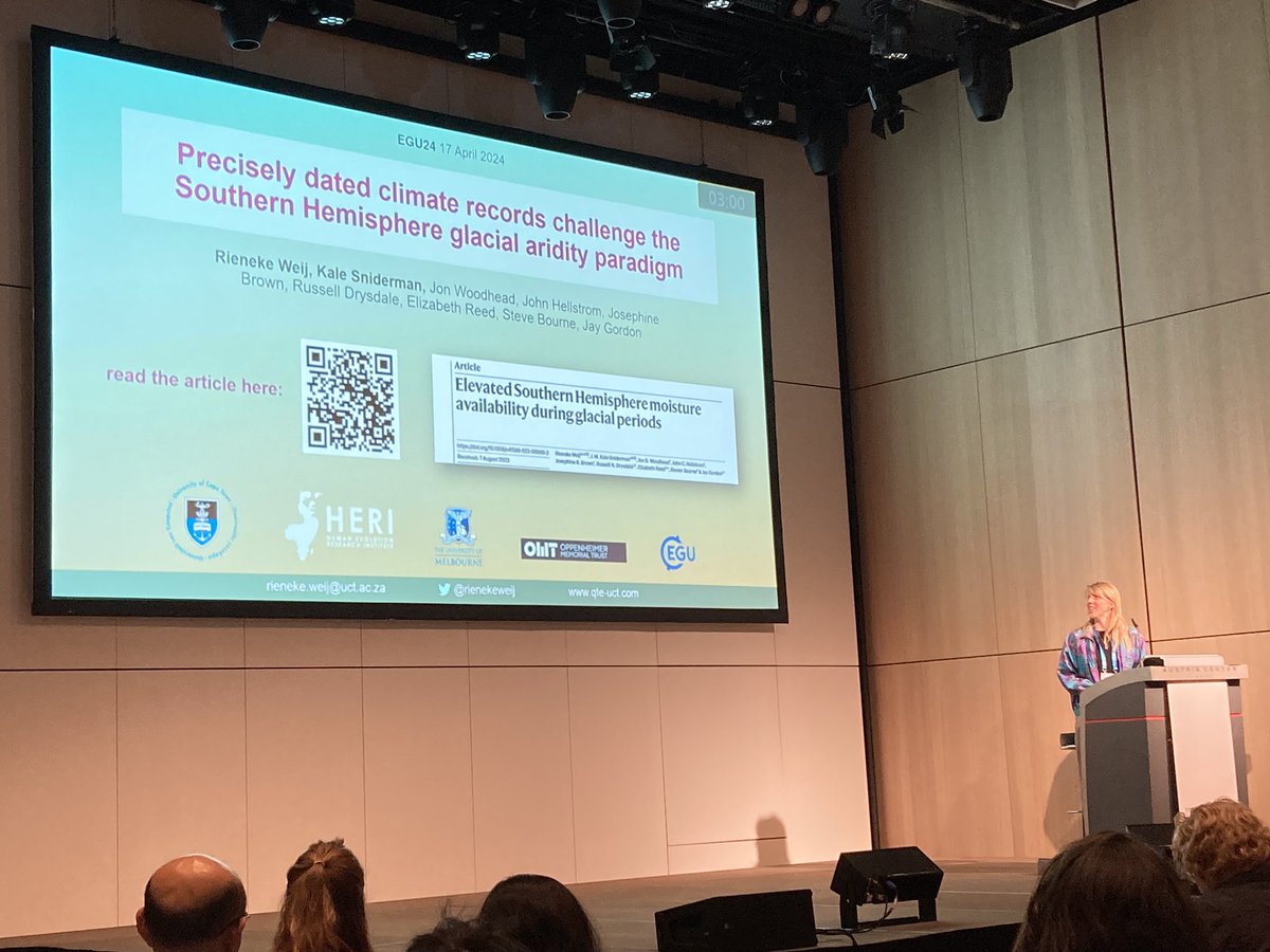Dr Robyn Pickering (@pickeringrobyn) on Twitter photo <a href="/heri_uct/">HERI</a> research fellow Dr Rieneke Weij @rienekeweij talking about Southern hemisphere climate reconstructions 🤩
And overturning a long held narrative of glacial aridity 🙌🏽
Not all northern hemisphere models apply to the south 💪🏽
<a href="/UCT_news/">UCT</a> <a href="/UCTgeology/">UCT Geology</a> <a href="/EGU_Climate/">EGU Climate Division</a> <a href="/heri_uct/">HERI</a> research fellow Dr Rieneke Weij @rienekeweij talking about Southern hemisphere climate reconstructions 🤩
And overturning a long held narrative of glacial aridity 🙌🏽
Not all northern hemisphere models apply to the south 💪🏽
<a href="/UCT_news/">UCT</a> <a href="/UCTgeology/">UCT Geology</a> <a href="/EGU_Climate/">EGU Climate Division</a>