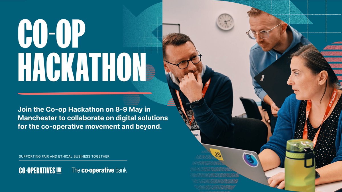 👋 Got a great ethical tech idea?💡 ⌛ Today’s is the submission deadline for projects to develop at our Co-op Hackathon on 8-9 May. Or take part by joining a team and using your tech skills to develop an idea! More info ➡️ buff.ly/3E7w2Ui #coops #TechForGood