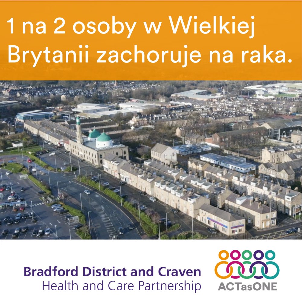 One in two people in the United Kingdom will get cancer️. People living in Keighley are urging residents to contact their GP practice if something doesn’t feel right and #GetCheckedOut, in local languages. Watch the full Polish video 👇 youtu.be/7oouyXduj_k @ActAsOneBDC