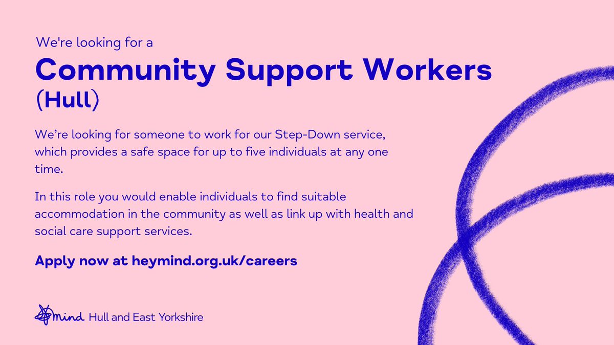 We're looking for a part-time Community Support Worker. This role is working in our Step-Down service, which provides a safe space individuals who have been discharged from hospital due to poor mental health. More info visit buff.ly/3Dt9dKn deadline: 22/04/24