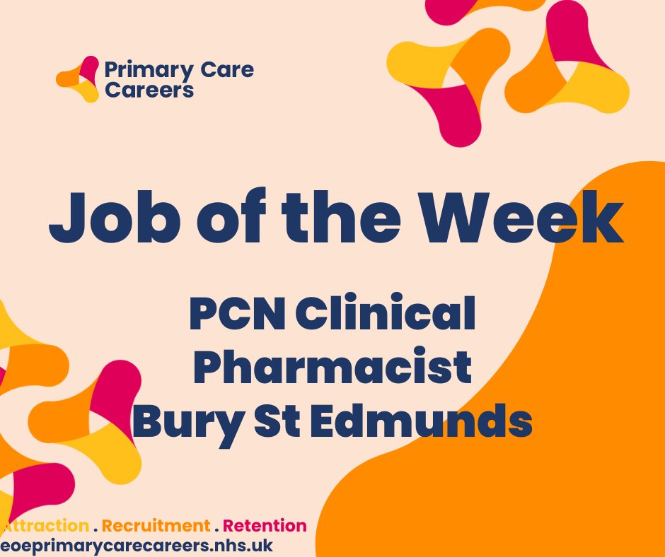 Are you a qualified and experienced clinical pharmacist looking for a full and active role within a multi-disciplinary team? Bury St Edmunds PCN are currently offering a full time role, one day a week at each of their PCN practices. Closes 21st April. vacancies.eoeprimarycarecareers.nhs.uk/vacancies/7346…