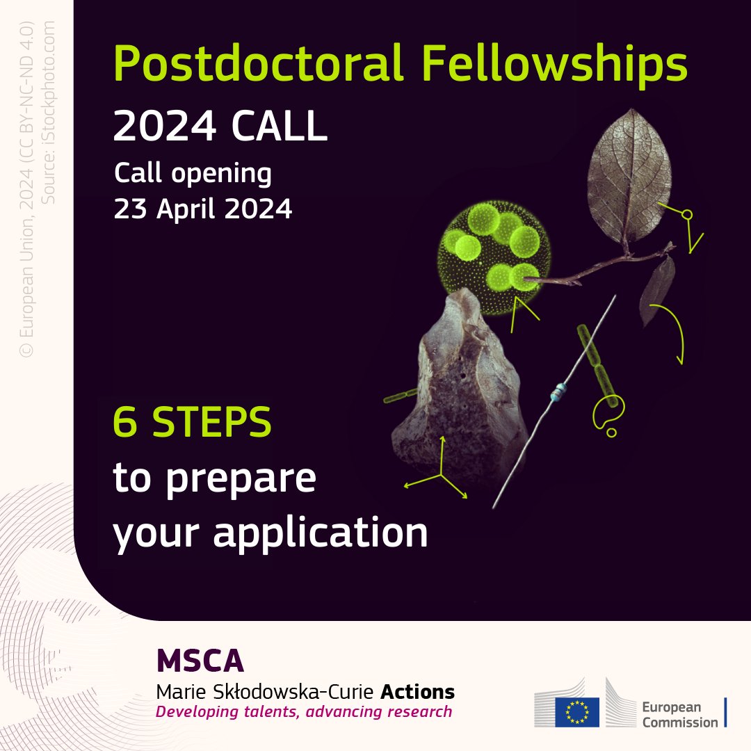 Ready to apply to our Postdoctoral Fellowships 2024 call? Get all the steps right! 1️⃣Learn about funding basics 2️⃣Check your eligibility 3️⃣Hunt host organisations 4️⃣Draft your application 5️⃣Get feedback from experts 6️⃣Submit your application! More info: europa.eu/!dB783t