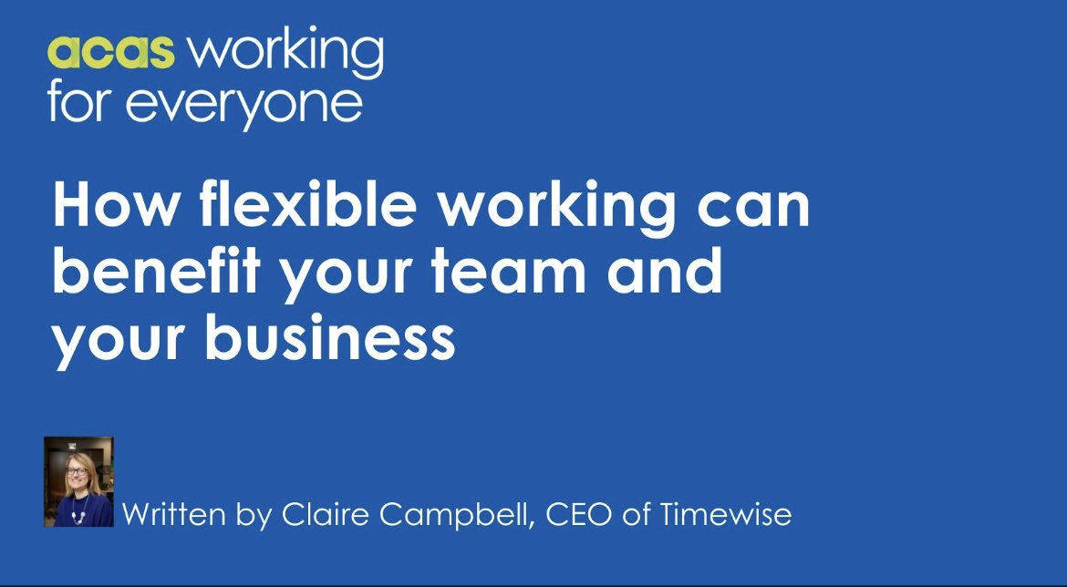 Timewise CEO @clairecampbellj is speaking at the @acasorguk flexible working conference tomorrow on their new Code of Practice. Read all about how flexible working can breathe new life into business, via Claire’s guest blog for Acas, here: acas.org.uk/how-flexible-w…