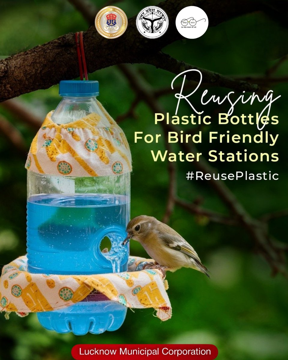 Turn the used plastic bottle into bird feeder ♻️ Plastic bottle bird feeders are simple, impressive and sustainable..! #recycleforabetterfuture #sustainableliving #plasticfreelucknow @SBM_UP @NagarVikas_UP @SwachhBharatGov @MoHUA_India @CMOfficeUP @aksharmaBharat