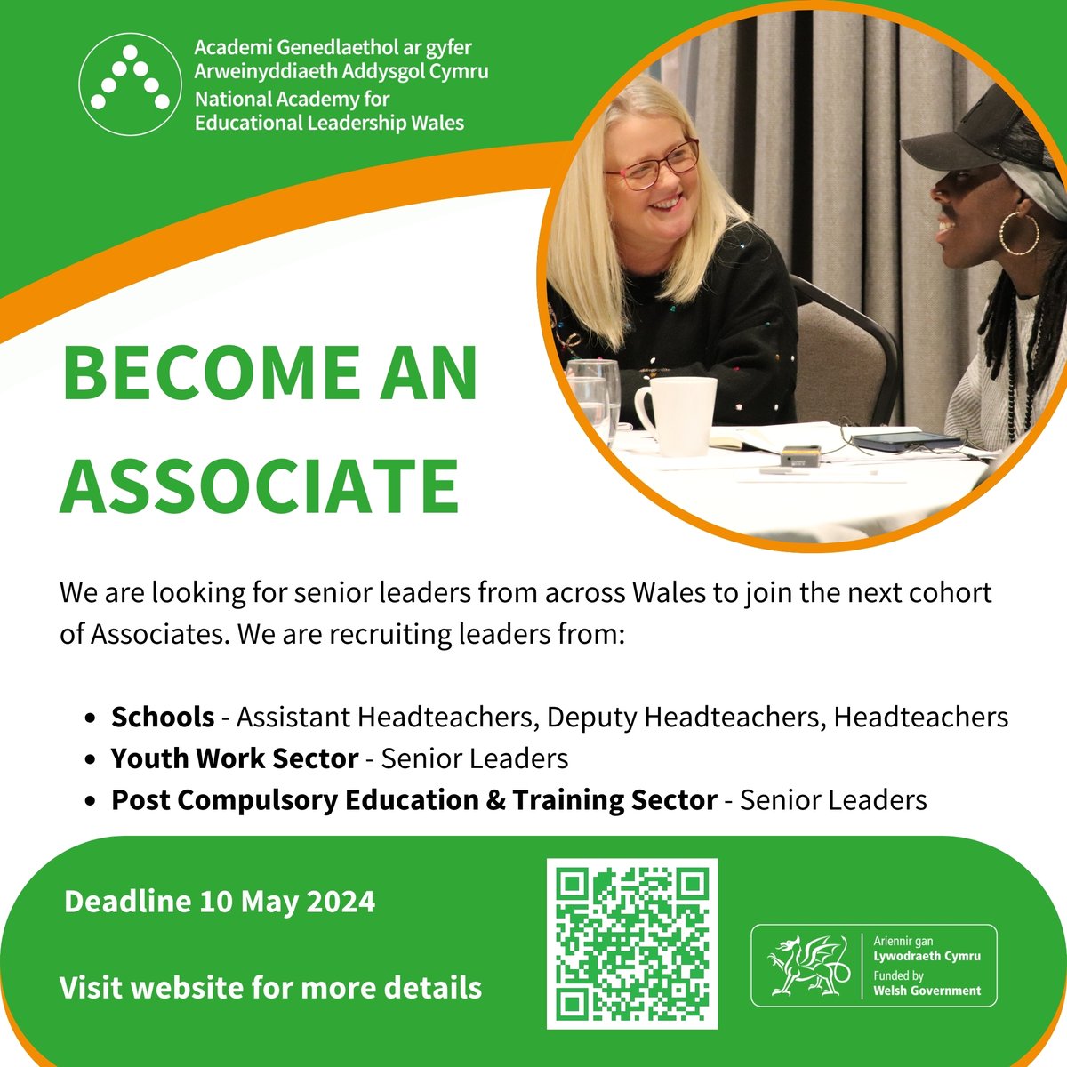 The #LeadershipAcademy are now welcoming applications from senior leaders from across Wales working in schools, the Youth Work sector and PCET to form the next Cohort of Associates. For more information, visit ow.ly/VIr350RabRA Deadline: 10 May @WG_Education