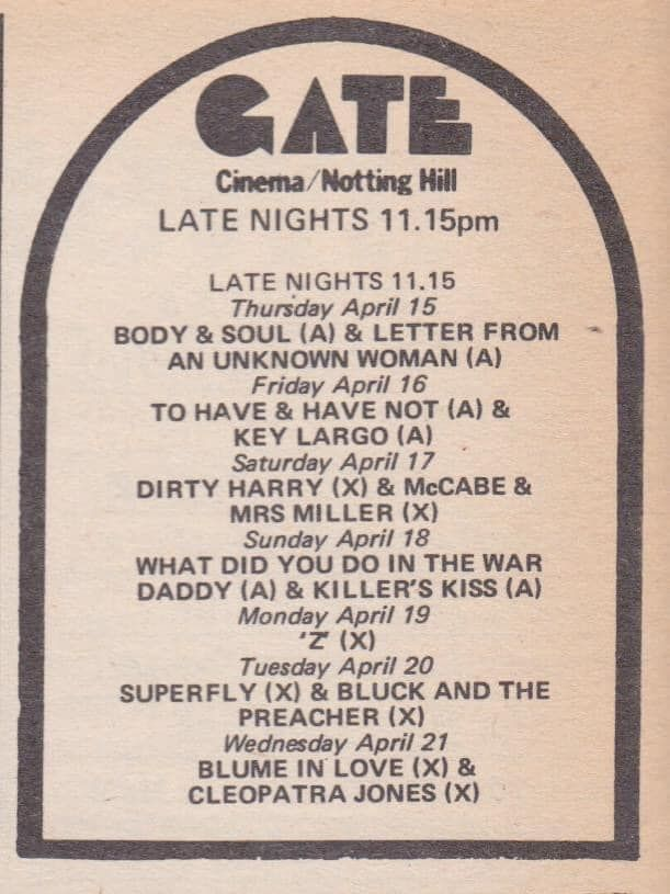 wilsongullis's tweet photo. Forty-eight years ago this week, these were the late night films screening at the Gate and Paris Pullman cinemas... #film #films #1970s #GateNottingHill #ParisPullman #latemovies https://t.co/uBHDEK0oHB
