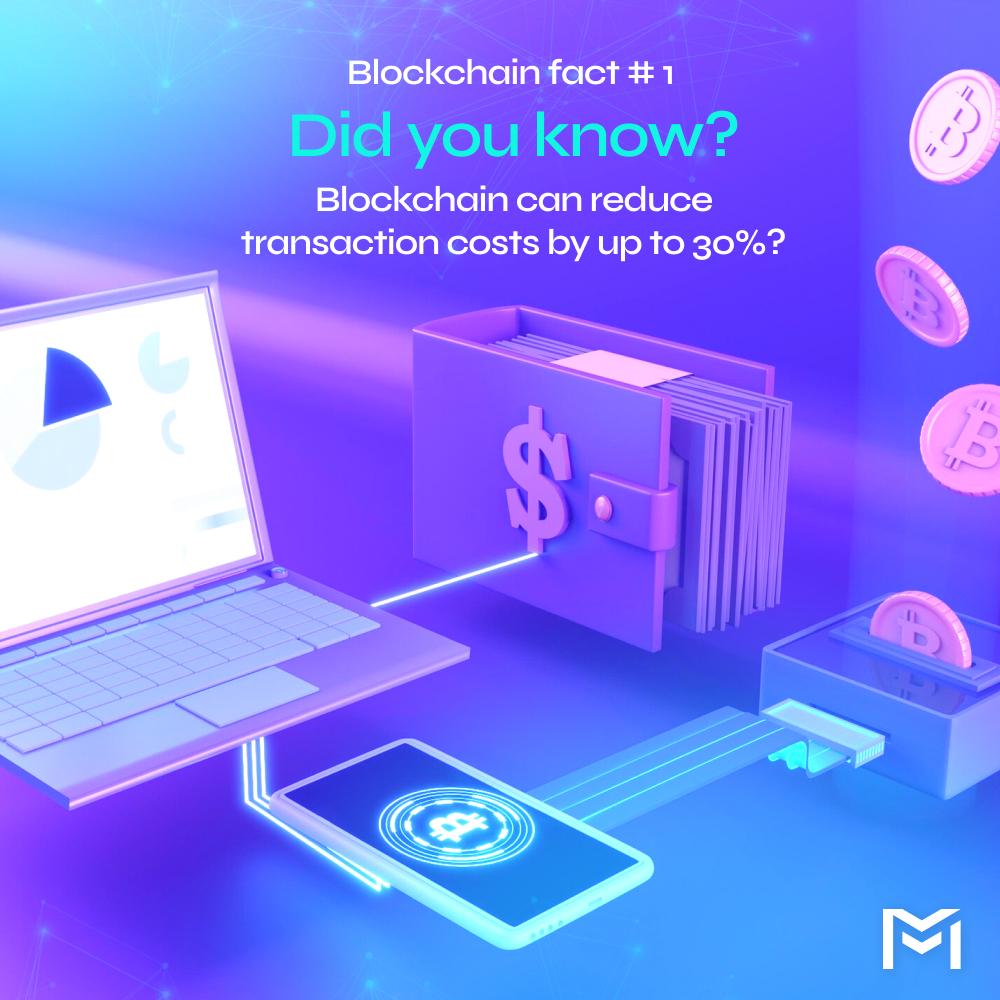 Blockchain Fact #1: Did you know blockchain can reduce transaction costs by up to 30%? Stay tuned for more facts as we lead up to Token 2049 Dubai! #BlockchainFacts #M20Chain