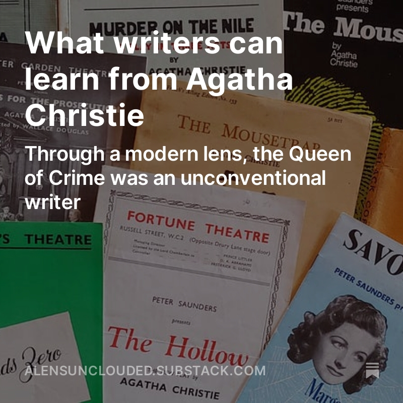 Agatha Christie's first novel was published in 1920, but her writing is as popular as ever. Ever wonder what you need to do to have people talking about your work in fifty or hundred years time? Well, look no more... alensunclouded.substack.com/p/what-writers…
