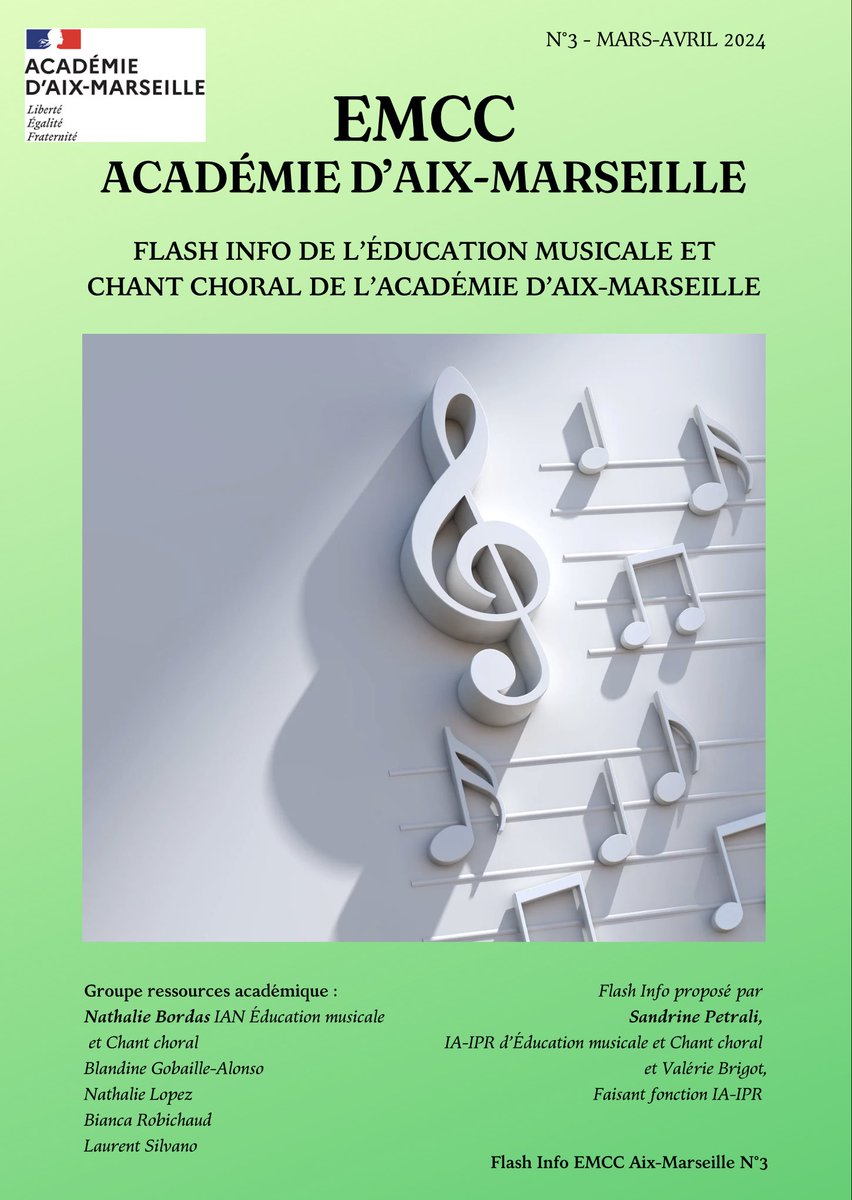 📣 Le 3ème Flash info EMCC vient de paraître !  
👉 pedagogie.ac-aix-marseille.fr/jcms/c_1120667…
Au sommaire : des actualités sur les usages du numérique, des ressources pédagogiques 🇧🇷🪇🥁🎧, des actions et productions 🎤🎸🎹 réalisées par les collégiens et les lycéens pour lutter contre le