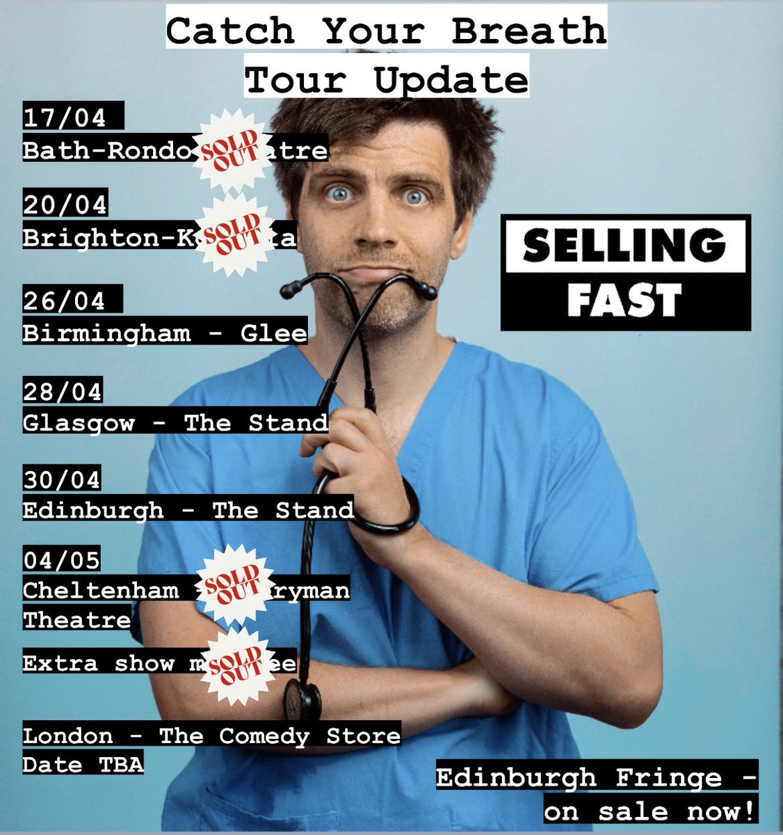 Welcome new followers! I’m on tour and heading to the Edinburgh Fringe in August. Ticket links for all in bio