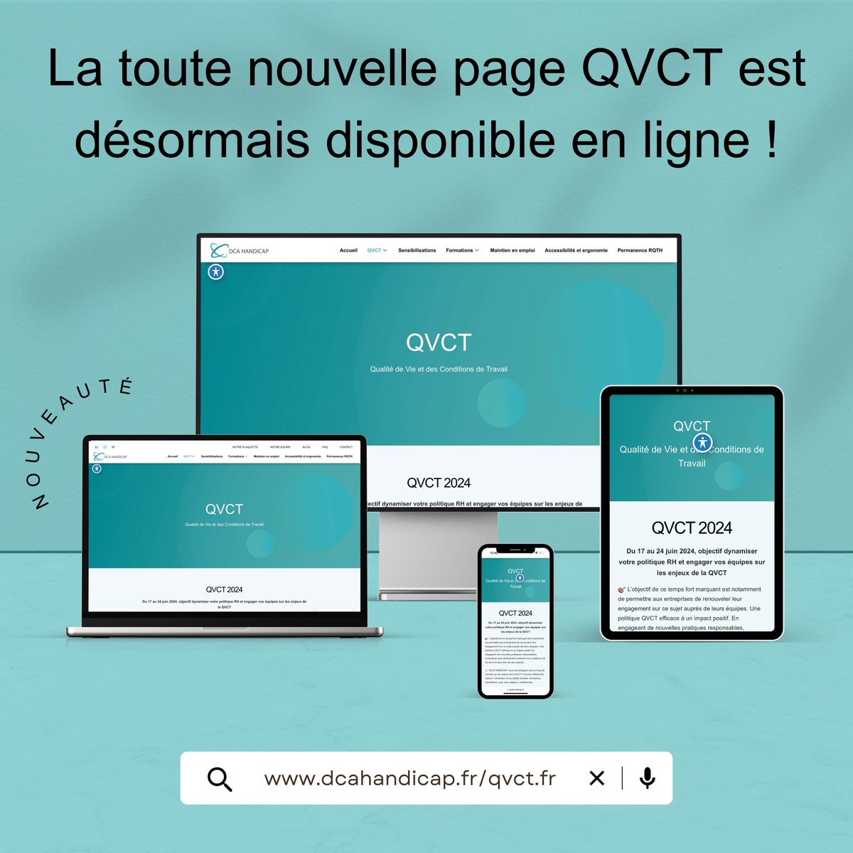 DcaHandicap's tweet photo. La #QVCT est essentielle pour les entreprises, un levier de #performance clé pour le bien-être des salariés. Découvrez nos actions: réalité virtuelle, conférences, jeux... Besoin d'aide pour votre semaine QVCT ? 

Rejoignez-nous: https://t.co/0DDCBch3c0

#webinaire https://t.co/1gXH7hlHIb