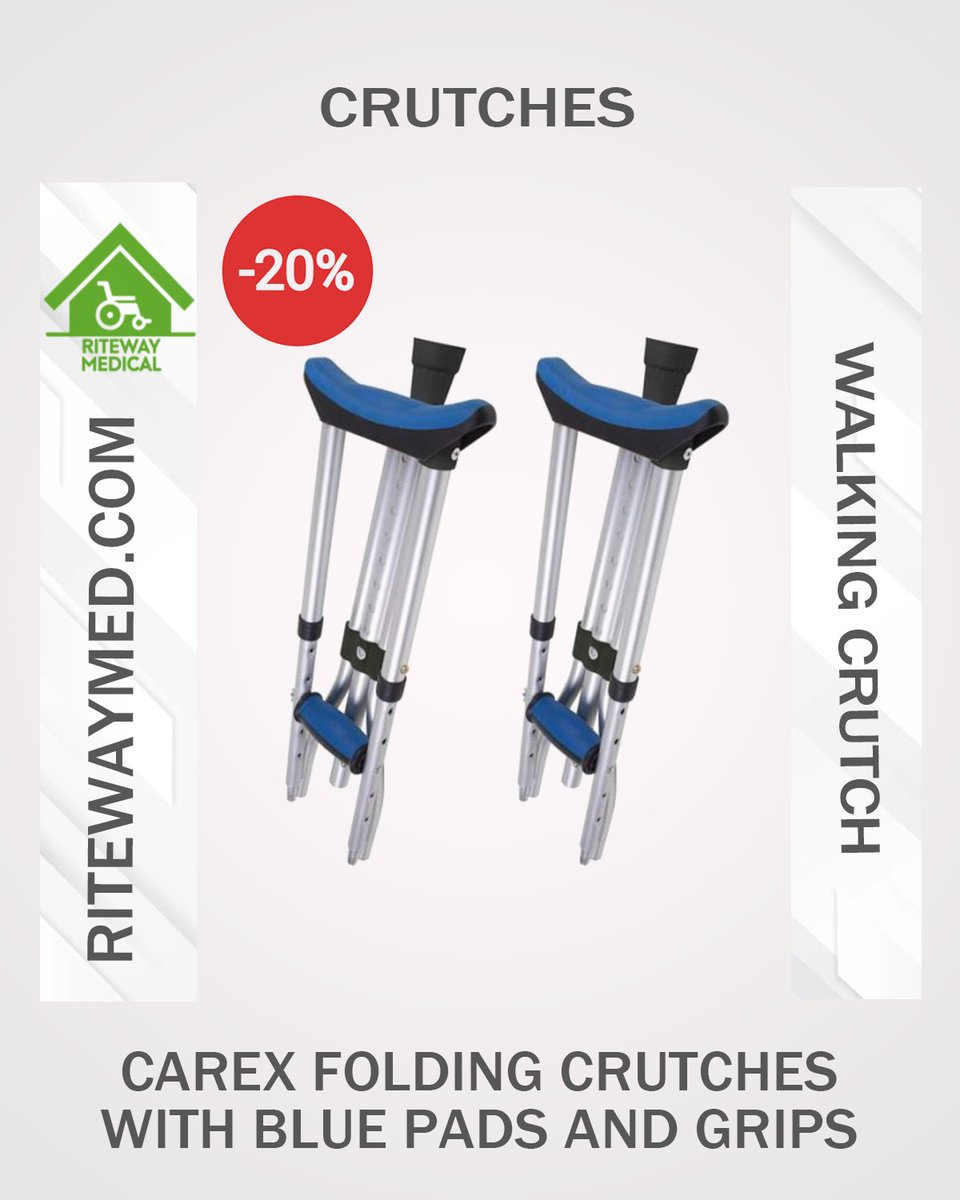 Looking for reliable #crutches in Tampa? Our medical supply store offers Carex Folding Crutches with Blue Pads And Grips at a discounted price. These crutches provide stability and support. Take advantage of 20% off on these #foldablecrutches. Buy Now: ritewaymed.com/product/carex-…