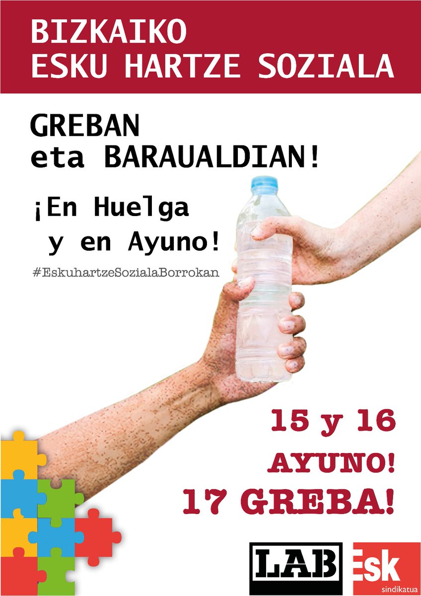 LABsozbiz's tweet photo. 🗓️15 eta 16 Baraualdian / en huelga de hambre.

🗓️ 17an GREBARA.

Esku hartze soziala borrokan‼️ https://t.co/20P3XnGMv7