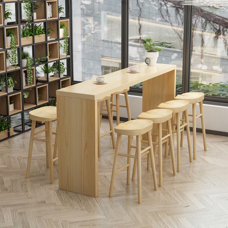 Hanyee solid wood bar table with bar stool #bartable #barchair #solidwoodfurniture #barstool #table #stool #chair #diningroomdecor