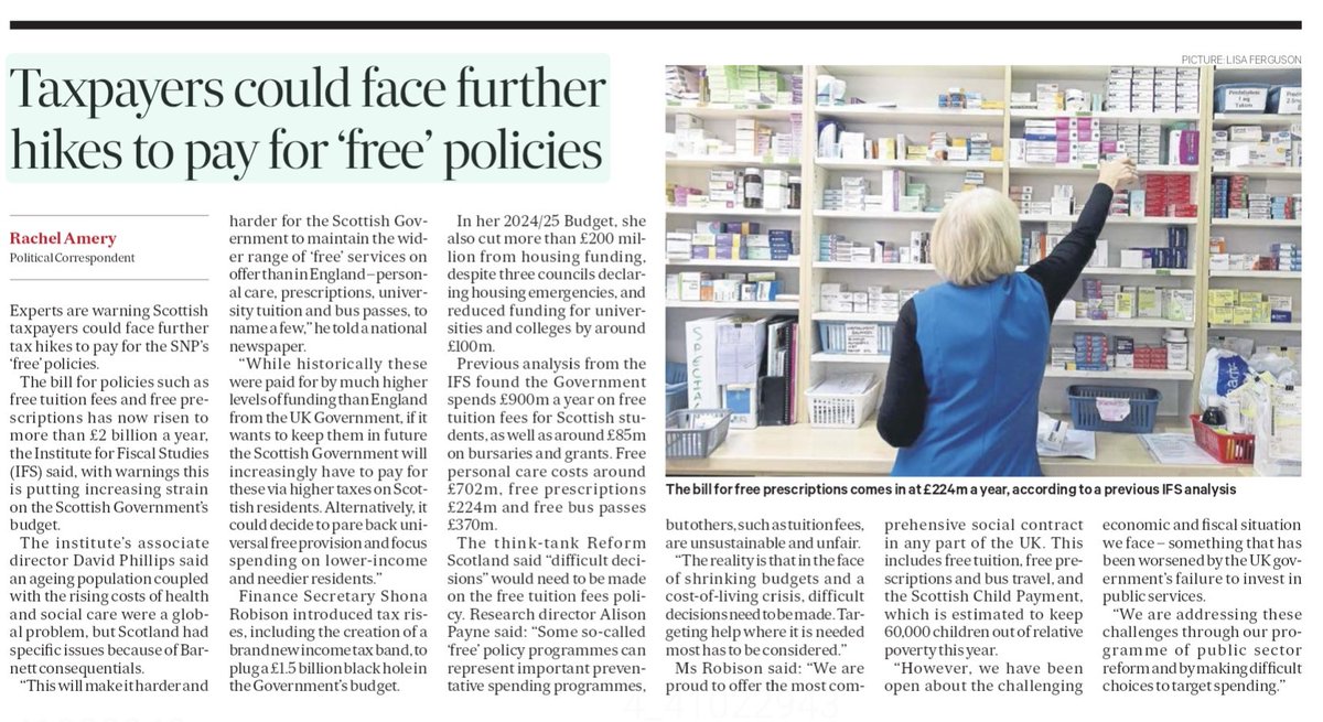 More SNP tax rises on the way folks. Somebody has to foot the bill for all the freebies, like free cardboard baby boxes and free prescriptions for millionaires. Not to mention the SNP's fake foreign embassies and independence papers that nobody reads.