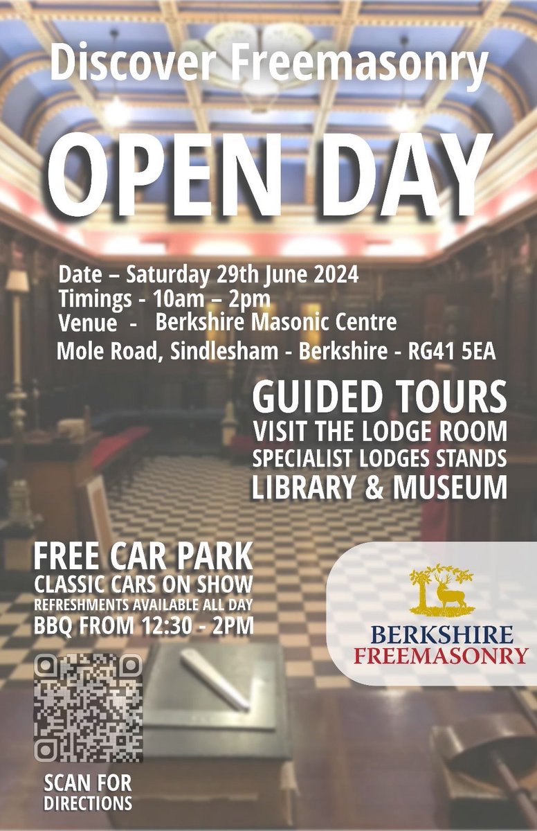 We have a big Provincial Event coming up on the 29th June at Sindlesham.
What is it ?
It is a Discover Freemasonry Day, where we be asking everyone to bring a friend or friends who may be interested in joining Freemasonry.
You don’t need to be a Freemason to attend 👍