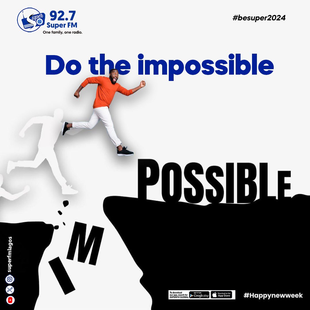 SuperFMLagos's tweet image. Make sure you “DO THE MOST” this week and of course, stay locked in to your one family one radio station 92.7 📻 😉

Happy new week Super family!💙

#onefamilyoneradio #Superfmlagos #newweeknewstart #besuper