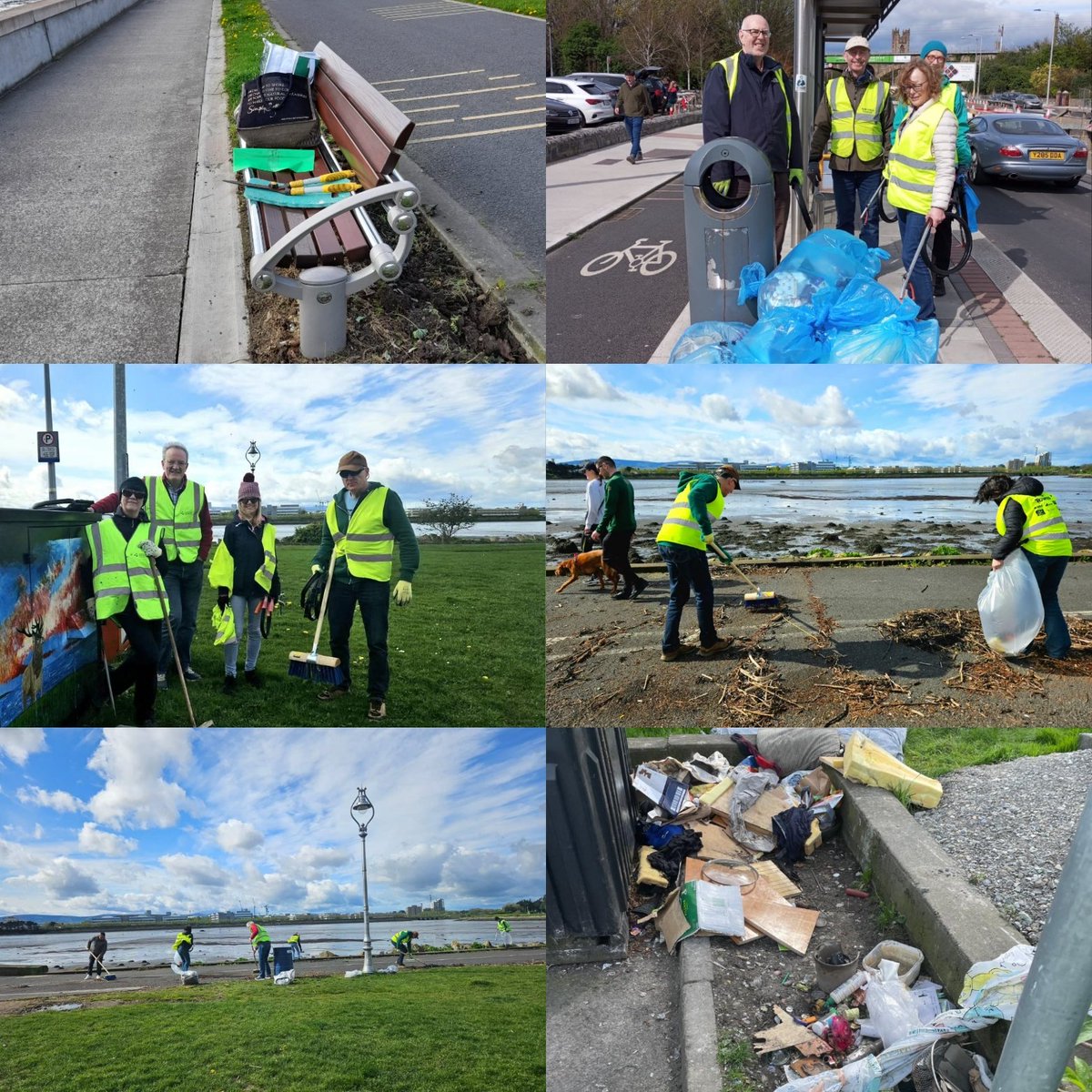 Our #TidyTowns volunteers were out in force on Saturday helping #KeepClontarfTidy. Weeding around some of the benches, #litter pick and cleaning up the debris from #StormKathleen. Unfortunately, continued dumping by Clontarf Rd bottle banks