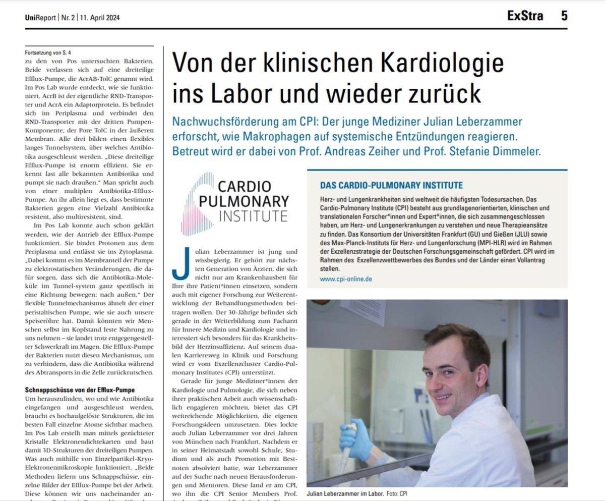 We are happy to share our latest @goetheuni UniReport article about the talented physician & CPI junior researcher Julian Leberzammer @JulLeberzammer. His work was recently honored with the 'Rudi Busse Young Investigator Award für experimentelle Herz-Kreislauf-Forschung' at the…