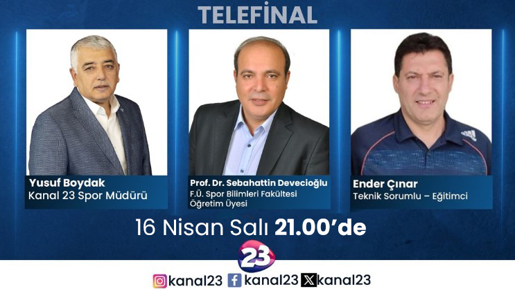 Kanal23HD's tweet photo. Kanal 23 Spor Müdürü Yusuf Boydak’ın sunumuyla 16 Nisan Salı günü saat 21.00’de yayınlanacak Telefinal’in konukları “F.Ü. Spor Bilimleri Fakültesi Öğretim Üyesi Prof. Dr. Sebahattin Devecioğlu ve Teknik Sorumlu-Eğitimci Ender Çınar” olacak.
#elazığ #kanal23 #telefinal https://t.co/P5w4XKPTYP