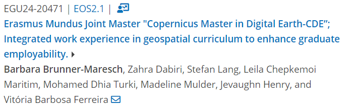 MSc_CDE's tweet photo. #EGU24 meet us #poster exhibition EOS – Education and Outreach Sessions 🤗 #abstract #internship #workplacement #geospatial #EMJM #ErasmusPlus #Copernicus #DigitalEarth #EO #GI #GeoDataScience #GeoVisualisation #Geocommunication #AI4EO @PLUS_1622 @UPOlomouc @UBS_universite https://t.co/er4PRUVtTI