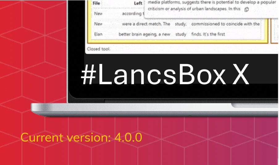 vaclavbrezina's tweet image. A brand new version of the popular corpus linguistics tool #LancsBox X v. 4.0.0 is now available as part of @CorpusSocialSci extensive innovation programme:

-ngrams and skipgrams
-new visualizations
- export corpora
- lightning fast searches

lancsbox.lancs.ac.uk