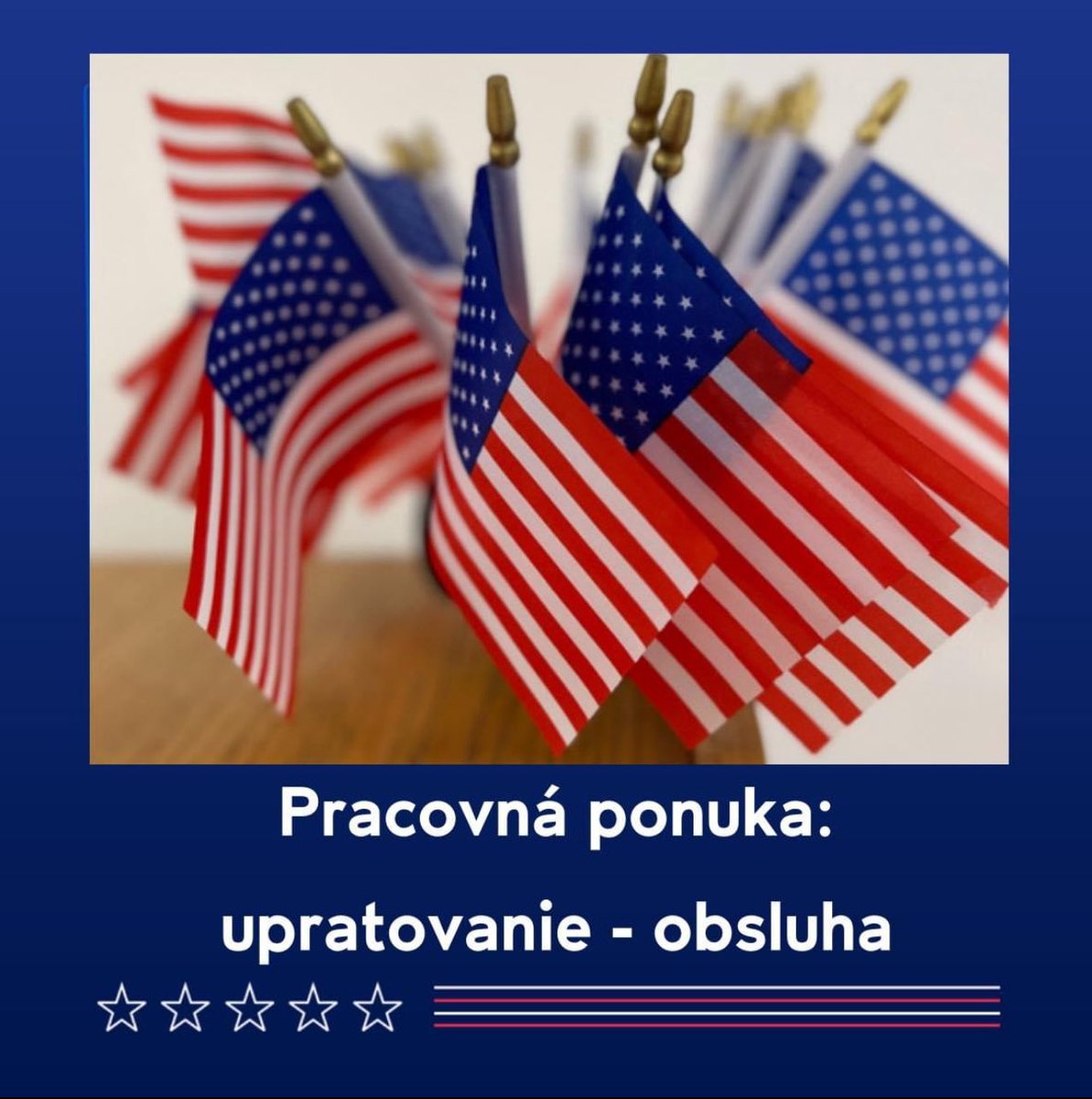 🇺🇸 Prihláste sa na pracovnú pozíciu upratovanie - obsluha pri stolovaní a počas podujatí do 26. 4. 2024. 👉 Všetky informácie nájdete na webe veľvyslanectva USA: sk.usembassy.gov/wp-content/upl…