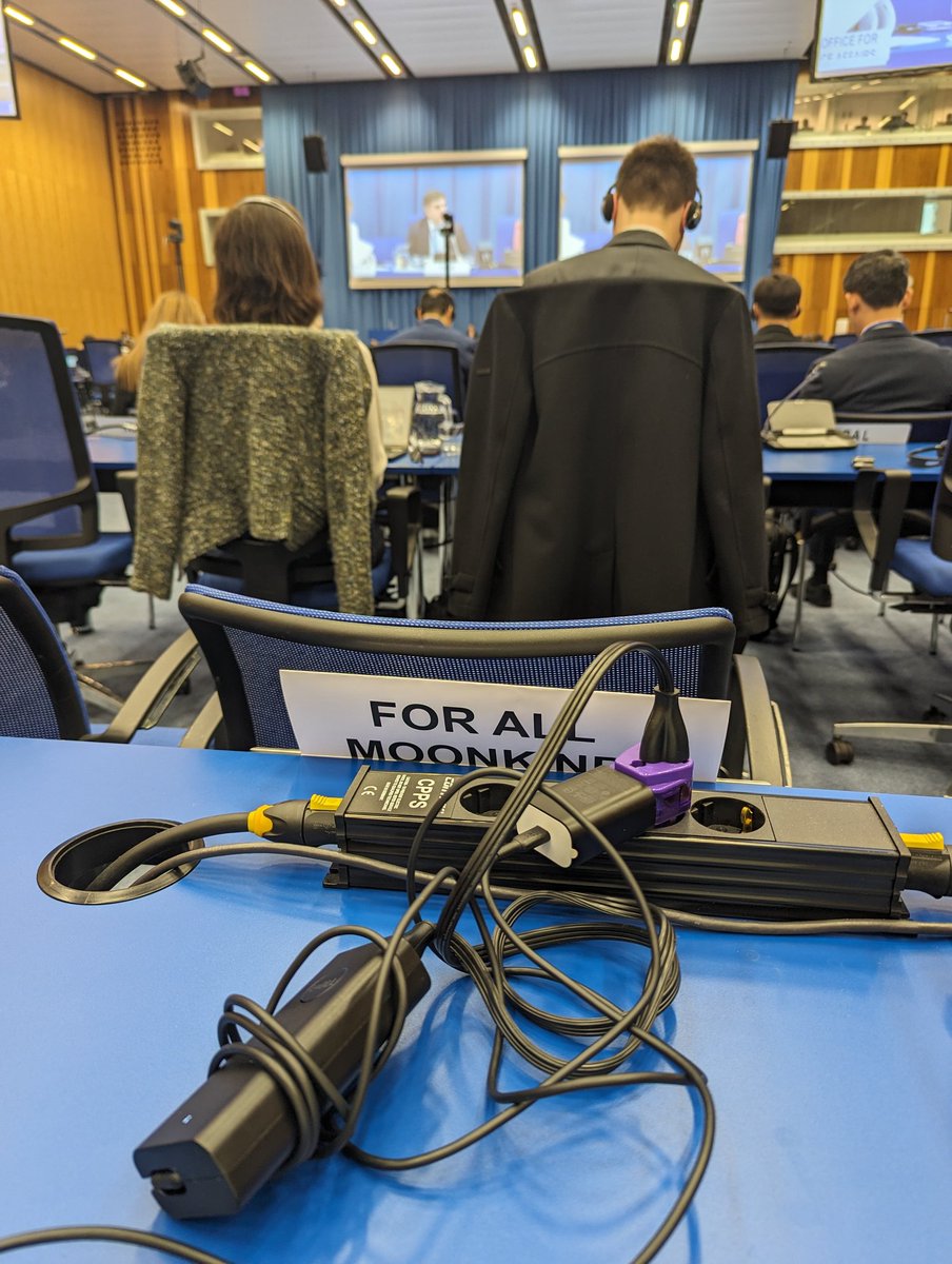 ForAllMoonkind's tweet photo. And we are back in Vienna for the meeting of the Legal Subcommittee of the @UN Committee on the Peaceful Uses of Outer Space. Thanks. As ever to @UNOOSA for all the prep and management! #SpaceLaw #ProtectingTheBootprints https://t.co/cS9ZRUkZSD