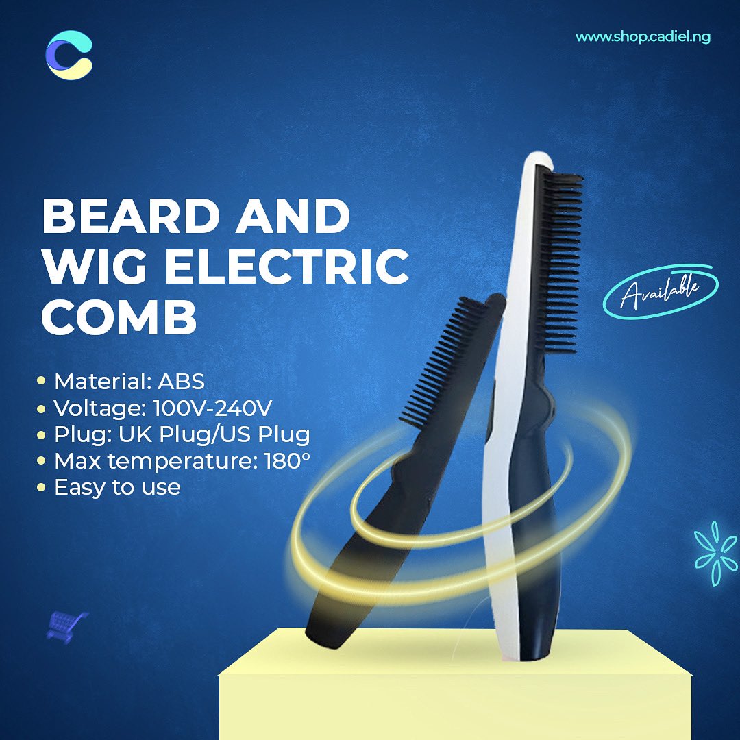 Beard and Wig Electric Comb 
Price: NGN18,500

Looking for a tool to help you achieve a sleek and stylish look for your beard and hair? Look no further than the Beard and Wig Straightening Comb.

Shop now at :
shop.cadiel.ng/product/rechar…