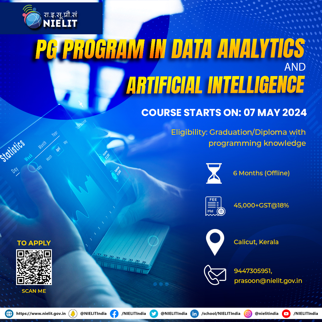 PG Program in Data Analytics and Artificial Intelligence #nielit #offline @NIELITIndia