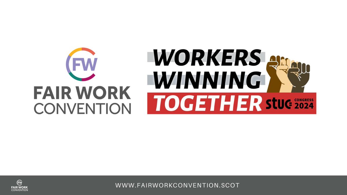 🚨@ScottishTUC #STUC24 
📅15th April - 17th April  
If you are attending today’s STUC Congress come   and find out more about #FairWork in Scotland 🏴󠁧󠁢󠁳󠁣󠁴󠁿#FairWorkHospitalityInquiry #FairWorkSocialCareReport #FairWorkConstructionInquiry #FairWorkNationReport