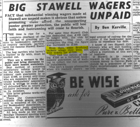 Stawell Gift bookies do a runner ... (in 1948)