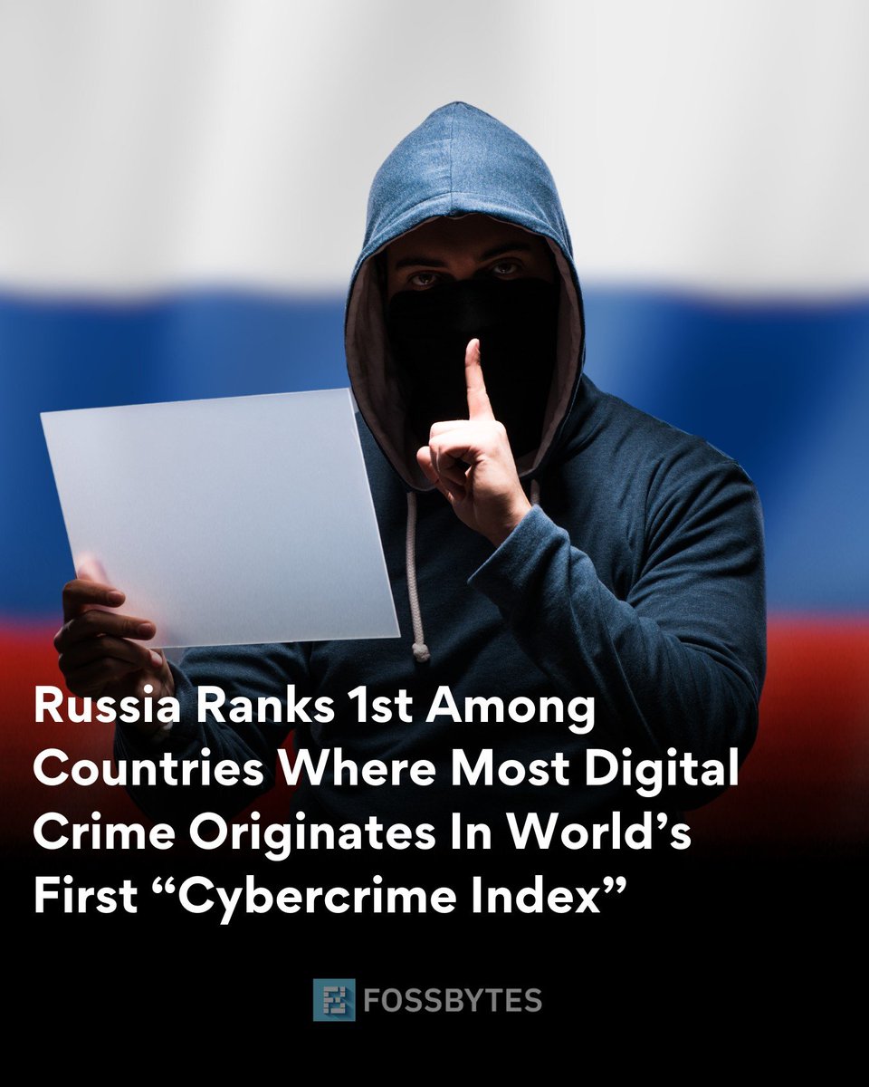 FossbytesUk's tweet image. Russia has claimed the top position in a recent study on global cybercrime origins. Compiled by researchers, the World Cybercrime Index highlights Russia’s dominance in cybercriminal activities.