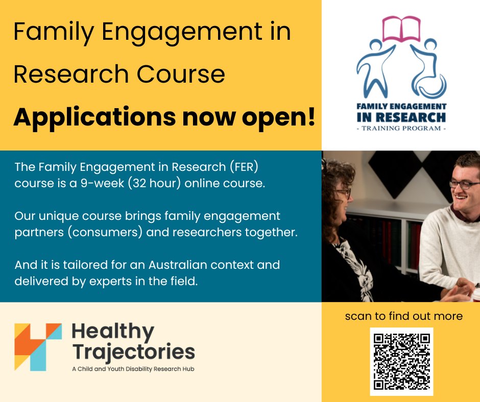 📢 The Healthy Trajectories team is excited to offer a tailored Family Engagement in Research (FER) course for Australian researchers and family engagement partners, beginning in July 2024! 👉 Learn more about the FER course on our website: healthy-trajectories.com.au/news-and-event…