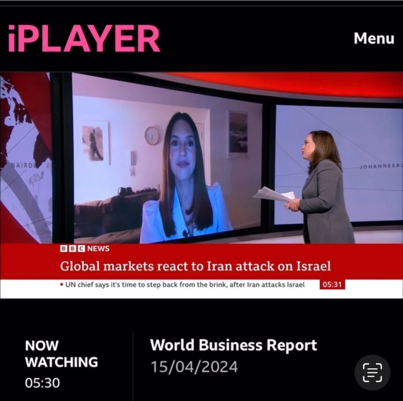 Great to see Riva client @VictoriaS_ii talking to @SallyBundockBBC on #BBC News at 5:30 this morning about the market reaction to Iran’s attack on Israel. Learn more about Victoria and how you can hire her as an event host or financial #keynotespeaker: rivamedia.co.uk/talent/victori…