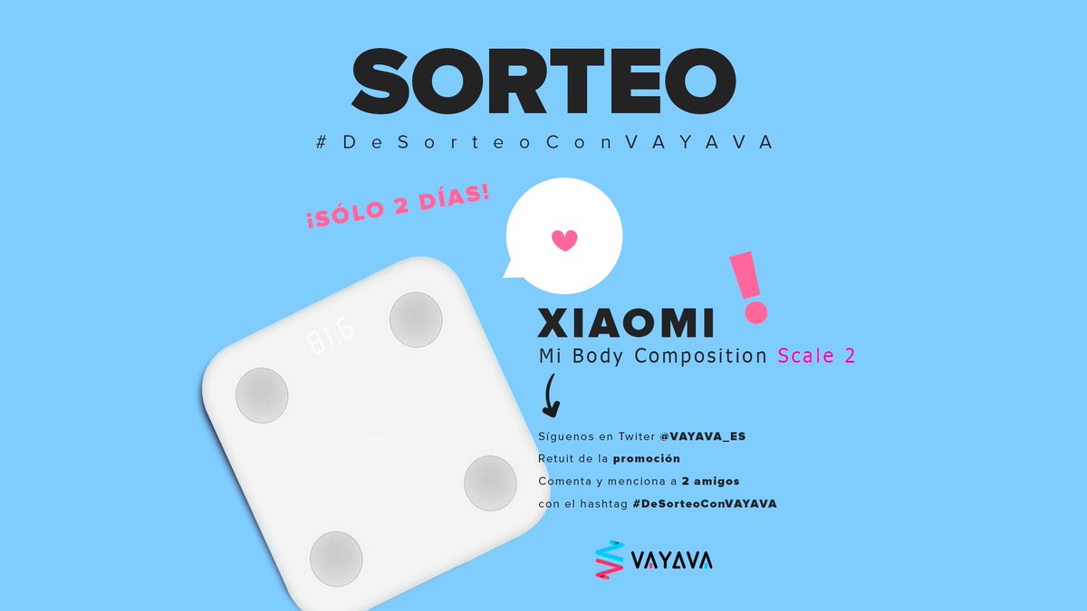 ¡Participa en nuestro sorteo y llévate esta increíble báscula Xiaomi! ✨
🎉 Síguenos en nuestro TikTok: vayava_es
📥 Déjanos un comentario en nuestra última publicación de TikTok
🔁 Retweet
‼️ El sorteo finalizará el 17/04/2024
Bases legales: bit.ly/SorteoVayava