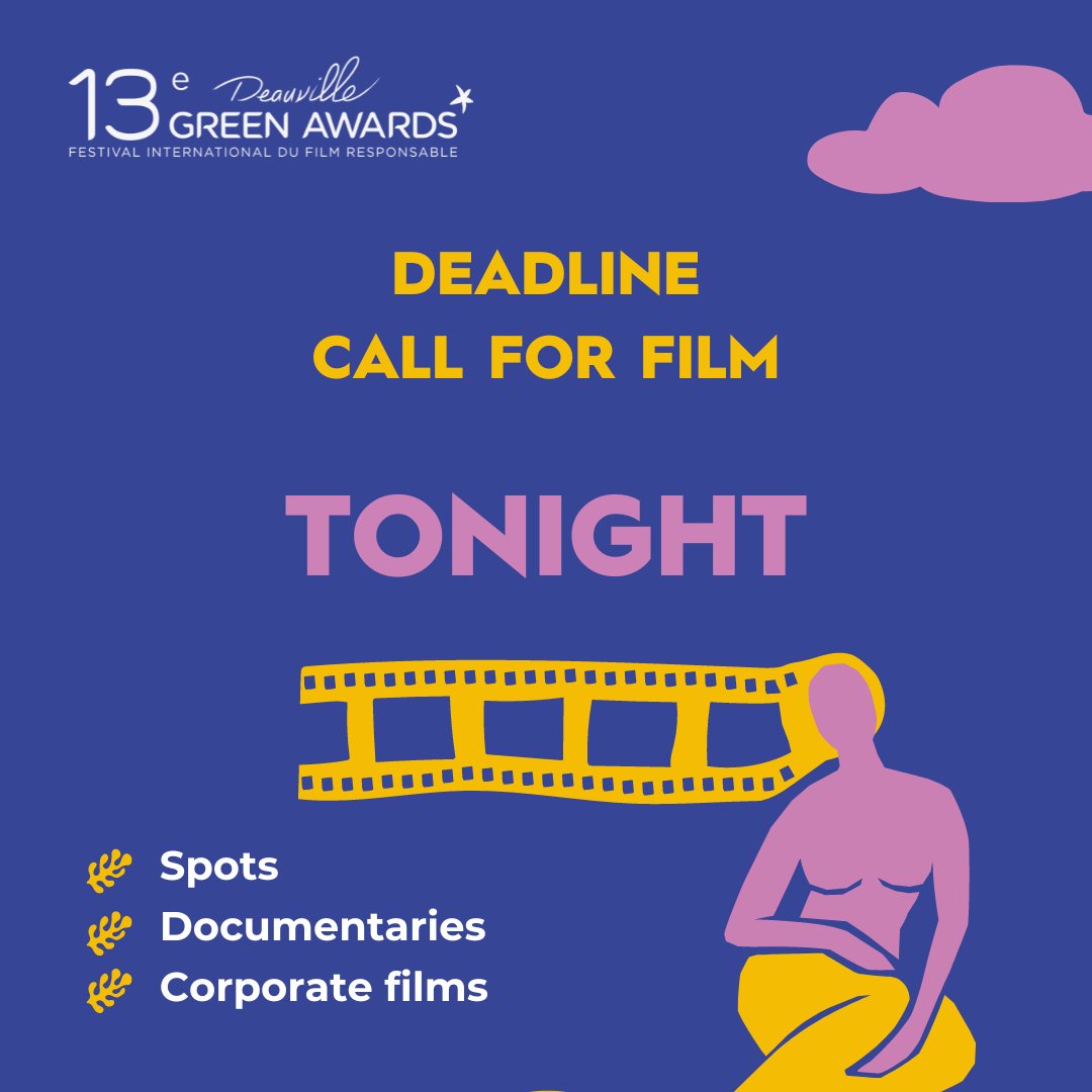 [⏳DEADLINE CALL FOR FILM⏳] You have until tonight to send us your spots, documentaries or corporate films! ⛱️ See you the 12 and 13 June in Deauville! #deauvillegreenawards #deauville #normandie #festival #callforfilm #deadline