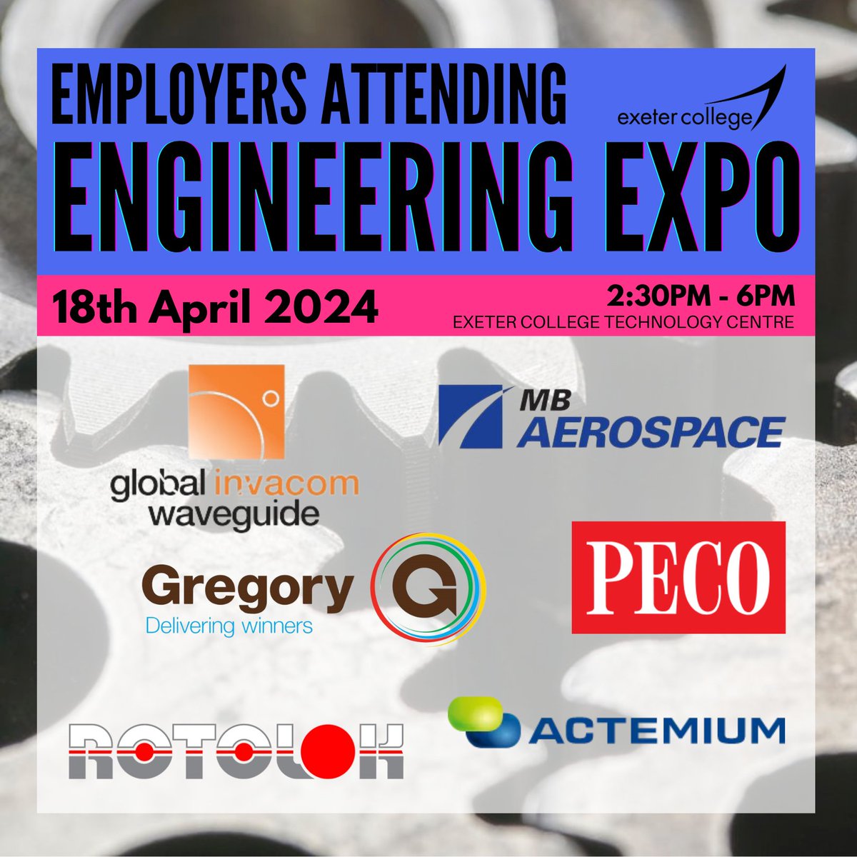 ⭐ THIS THURSDAY! ⭐ #Apprenticeship #Engineering Expo! Meet 17 expert engineering employers with live vacancies! 🕓 16:30 - 18:00, Thursday 18th April 📌 @exetercollege Technology Centre #ExeterCollege #Engineering #ExeterApprenticeships #Careers